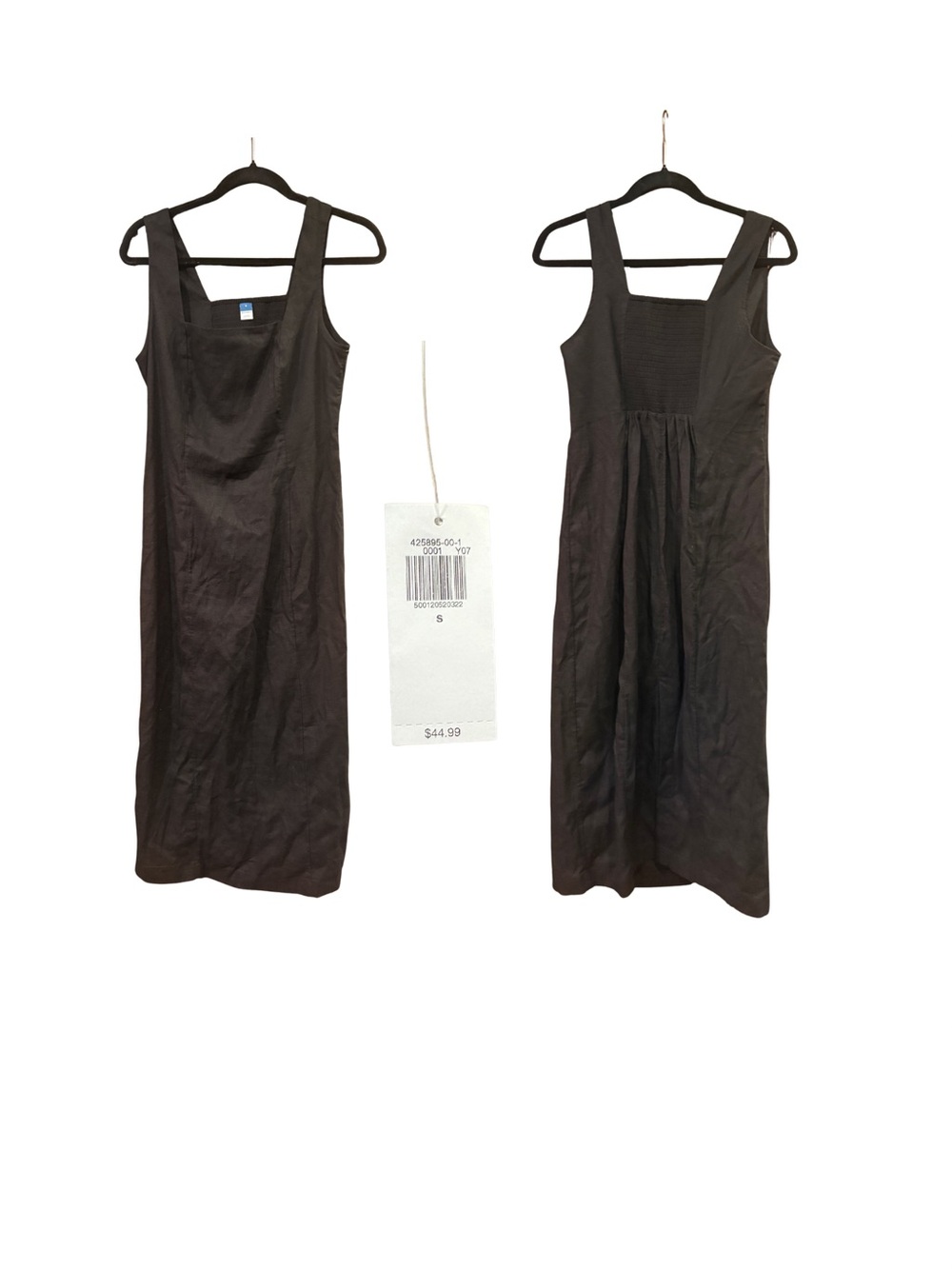 Old Navy $45 NWT linen blend square neck midi dress black S